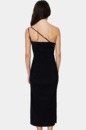 Bodycon Midi Elbise İnce Askılı Örme Kumaştan Yazlık Şık Seçkin Malzeme Yüksek Kalite