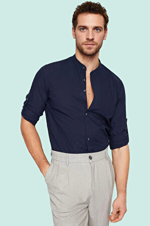 Erkek Basic Slim Fit Hakim Yaka Pamuklu Günlük Gömlek Hafta Sonu Yaz Aylarının Vazgeçilmezi