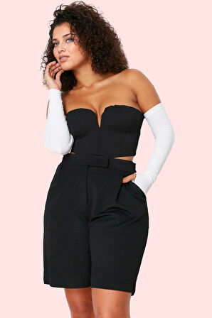 Kadın Büyük Beden Örme Şort Düz Desen Rahat Günlük Yaz Modern Tasarım Stilin Buluştuğu Yer