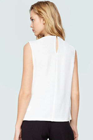 Şık Bisiklet Yaka Kolsuz Bluz %100 Polyester Yazlık Günlük Zarifane Tasarım Görünüm