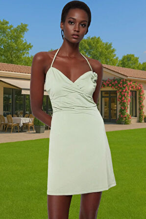 Şık A Kesim Kısa Örme Abiye Elbise Polyester Karışımlı Yazlık Yüksek Kalite Mükemmel Uyum