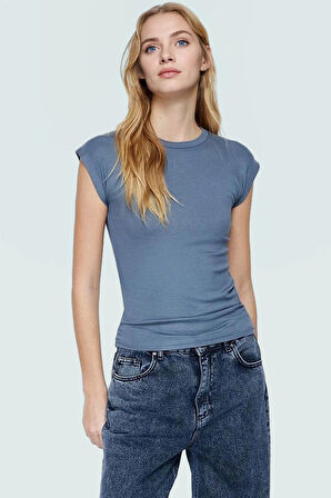 Kadın Viskoz Ribana Fitted Bluz Günlük Yazlık Rahat Kesim Özel Tasarım Seçkin Malzeme