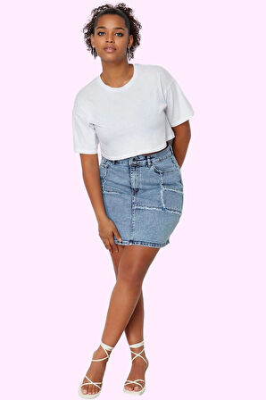 Kadın Denim Mini Etek Yüksek Bel Düz Desenli Casual Günlük Hafta Sonu Yaz Aylarının Vazgeçilmezi