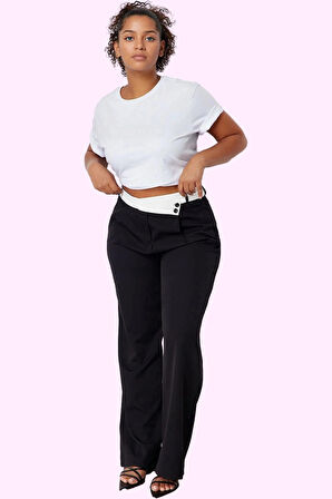 Kadın Yüksek Bel Geniş Paça Dokuma Pantolon Polyester Günlük Şıklık Yaz Aylarının Vazgeçilmezi