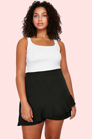 Kadın Yüksek Bel Geniş Paça Şort Etek Düz Desenli Kısa Boy Ofis Şıklığı Yaz Aylarının Vazgeçilmezi