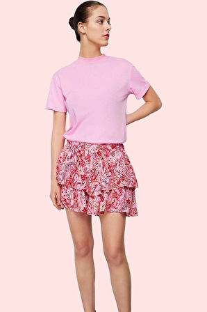 Kadın Şal Desenli Şort Etek Yüksek Belli Kısa Boy Yazlık Günlük Yaz Aylarının Vazgeçilmezi