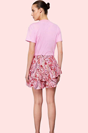 Kadın Şal Desenli Şort Etek Yüksek Belli Kısa Boy Yazlık Günlük Yaz Aylarının Vazgeçilmezi