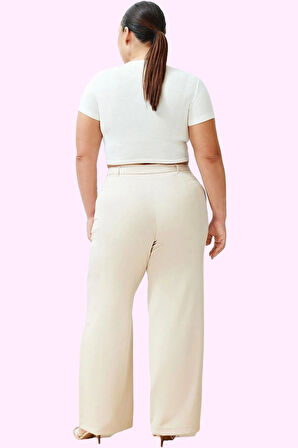 Kadın Yüksek Bel Geniş Paça Dokuma Pantolon Yaz Aylarının Vazgeçilmezi