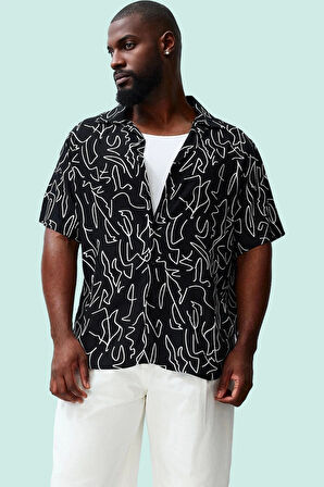 Erkek Regular Fit Viskon Desenli Gömlek Rahat Günlük Stil Hafta Sonu Yaz Aylarının Vazgeçilmezi