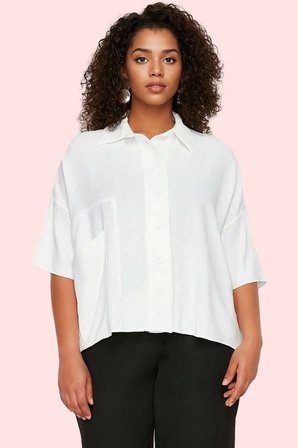 Kadın Oversize Geniş Kalıp Dokuma Gömlek Regular Truvakar Kol Günlük Yaz Aylarının Vazgeçilmezi