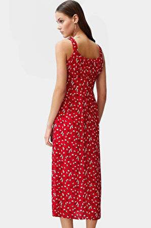 Yazlık Çiçekli A line Maxi Elbise Viskoz Kumaştan Rahat Günlük Stil Özel Tasarım