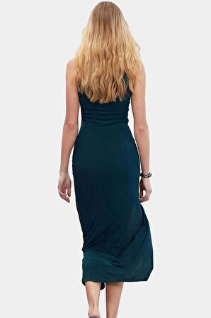 Şık Halter Yaka Maxi Elbise 96% Polyester Esnek Kumaş Gündüz Ve Gece Seçkin Malzeme Özenle Seçilmiş