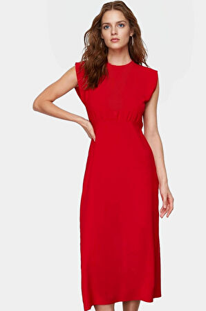 Kadın A line Midi Boy Polyester Dokuma Elbise Yaz Mevsimi İçin Yüksek Kalite Konforlu Kesim