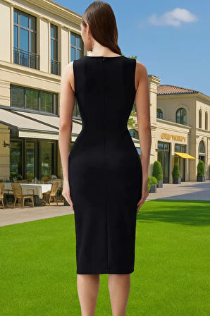 Zarif Midi Boy Bodycon Dokuma Elbise Cut Out Detaylı Modern Stil Modern Stil Rahat Ve Şık