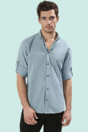 Erkek Slim Fit Uzun Kollu Gömlek Pamuklu Casual Günlük Hafta Sonu Yaz Aylarının Vazgeçilmezi