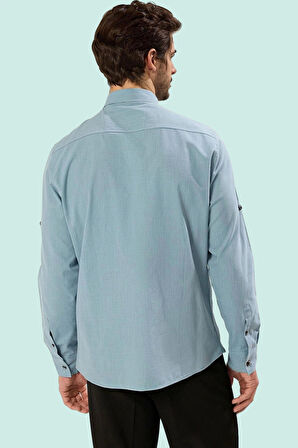 Erkek Slim Fit Uzun Kollu Gömlek Pamuklu Casual Günlük Hafta Sonu Yaz Aylarının Vazgeçilmezi