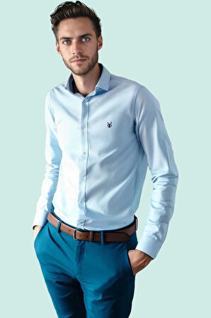 Erkek Slim Fit Kısa Kollu Gömlek Yaka Düz Desen Basic Siluet Rahat Günlük Kaliteli Malzeme