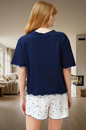 Kadın Galaksi Desenli Pijama Takımı Pamuk Polyester Örme Kumaş Kaliteli İşçilik Seçkin Malzeme