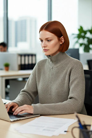 Kadın Dik Yaka Fermuarlı Regular Kalıp Düşük Kol Selanik Örgü Uzun Triko Kazak Soğuk Günler İçin