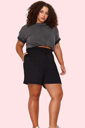 Kadın Büyük Beden Yüksek Bel Geniş Paça Pamuk Şort Günlük Kullanım Yaz Aylarının Vazgeçilmezi