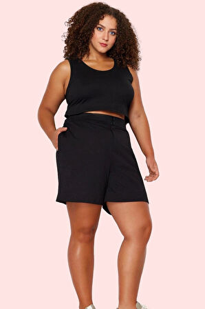 Kadın Büyük Beden Yüksek Bel Geniş Paça Pamuk Şort Günlük Kullanım Yaz Aylarının Vazgeçilmezi