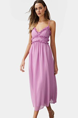 Şifon Maxi Elbise Çiçek Desenli Astarlı Yazlık Premium Kalite Konforlu Kesim Kaliteli İşçilik