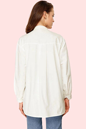 Kadın Relaxed Kalıp Uzun Kollu Dokuma Gömlek Terrycotton Günlük Yaz Aylarının Vazgeçilmezi