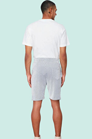 Erkek Çizgili Regular Şort Rahat Kalıp Yaz Aylarında Günlük Kullanım Hafta Sonu Özel Günler