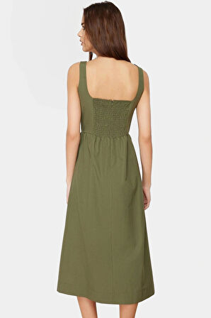 Yazlık Midi Boy Kolsuz Poplin Elbise Rahat Günlük Stil Kaliteli İşçilik Şık Görünüm