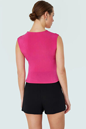 Kadın V Yaka Kolsuz Büzgü Detaylı Örme Bluz Özenle Seçilmiş Premium Kalite Uzun Ömürlü