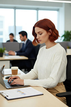 Kadın Ekru Regular Kalıp Süper Crop Saç Örgü Bisiklet Yaka Uzun Kollu Akrilik Triko Kazak Modeli