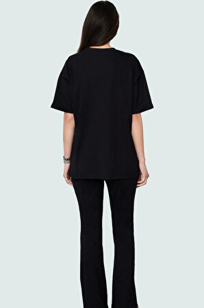 Oversize Pamuklu Bisiklet Yaka T shirt Pantolon Takım Rahat Yaz Kombinleri İçin Yüksek Kalite