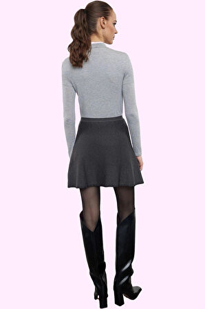 Kadın Mini Triko Etek Kemerli A line Basic Desen Günlük Stil Hafta Sonu Yaz Aylarının Vazgeçilmezi