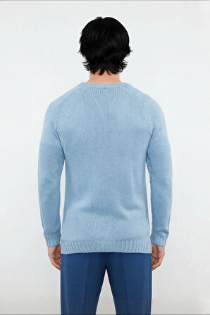 Erkek Fitted Kalıp Bisiklet Yaka Seamless Reglan Kol Basic Triko Kazak Sonbahar Kış Şıklığı