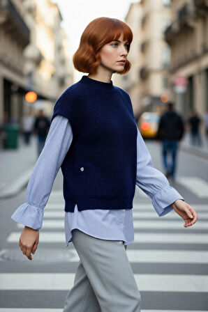 Kadın Regular Kalıp Gömlek Garnili Basic Triko Süveter Kışlık Yumuşak Dokulu Şık ve Modern Seçim