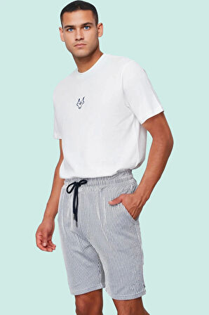 Erkek Çizgili Regular Şort Rahat Kalıp Yaz Aylarında Günlük Kullanım Hafta Sonu Özel Günler