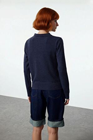 Kadın Regular Kalıp Uzun Kollu Polo Yaka Triko Kazak Kış ve Sonbahar İçin İdeal Basic Model