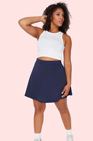 Kadın Regular Boy Düz Desenli Örme Spor Şort Etek Yüksek Bel Günlük Kullanım Modern Tasarım