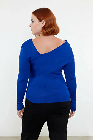 Kadın Asimetrik Yaka Uzun Kollu Modern Triko Kazak Şık Gündüz Gece Kombinleri İçin Konforlu ve Zarif