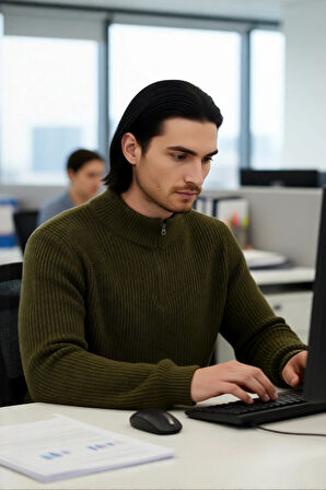 Erkek Regular Fit Düz Fermuarlı Dik Yaka Triko Kazak Kışlık Soğuk Hava Şıklığı İçin Mükemmel Seçim.