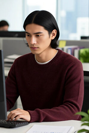 Erkek Regular Kalıp Yün Karışımlı Bisiklet Yaka Uzun Kollu Düz Triko Kazak Kış Günleri İçin İdeal