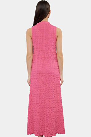 Maxi A line Bisiklet Yaka Örme Elbise Hafif Yazlık Günlük Seçkin Malzeme Özel Tasarım Modern Stil