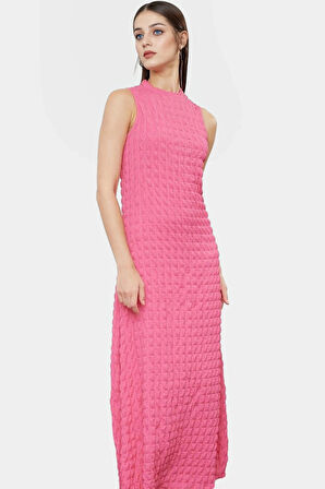 Maxi A line Bisiklet Yaka Örme Elbise Hafif Yazlık Günlük Seçkin Malzeme Özel Tasarım Modern Stil