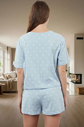 Kadın Kısa Kollu Regular Kalıp Pamuklu Pijama Takımı Uzun Ömürlü Premium Kalite Özel Tasarım