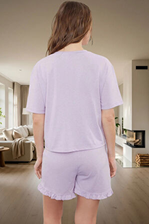 Kadın Pamuklu Örme Pijama Takımı Yazlık Kısa Şortlu Rahat Tasarım Ve Şık Mükemmel Uyum