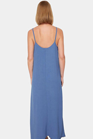 Maxi Dokuma Elbise V Yaka Shift Kalıp Polyester Yazlık Rahat Konforlu Kesim Seçkin Malzeme