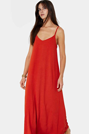 Maxi Dokuma Elbise V Yaka Shift Kalıp Polyester Yazlık Rahat Konforlu Kesim Seçkin Malzeme