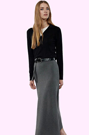 Kadın Maxi Triko Etek A line Kalıp Kemerli Günlük Stil Hafta Sonu Yaz Aylarının Vazgeçilmezi