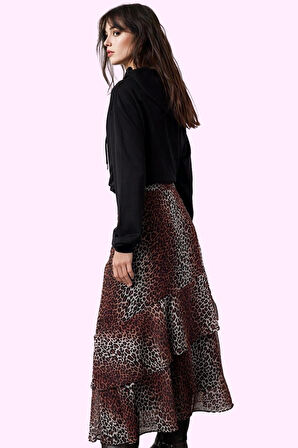 Kadın Maxi Kloş Animal Desenli Etek Astarlı Polyester Günlük Stil Yaz Aylarının Vazgeçilmezi