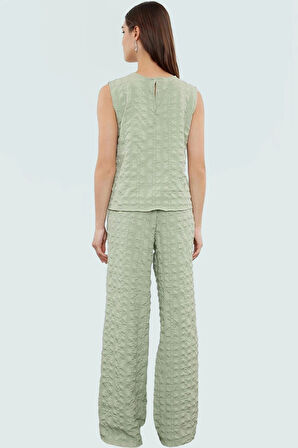 Dokuma Bluz Pantolon Takım Rahat Günlük Yaz Kombinleri İçin Konforlu Kesim